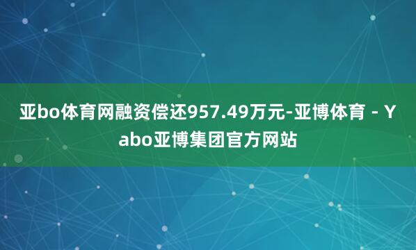 亚bo体育网融资偿还957.49万元-亚博体育 - Yabo亚博集团官方网站